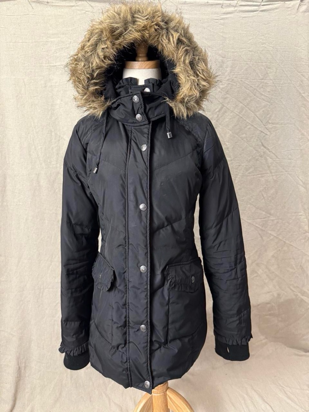Betsey Johnson faux fur hooded puffer coat